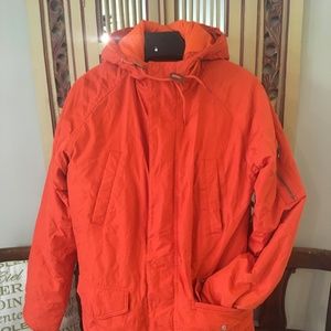 Old Navy Womens Puffer Coat Bright Orange & Navy